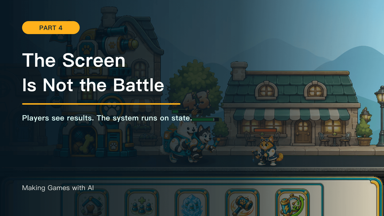 The Screen Is Not the Battle: Making Games with AI, part 4, over a real Kibble Street TD battle from the development period covered here.