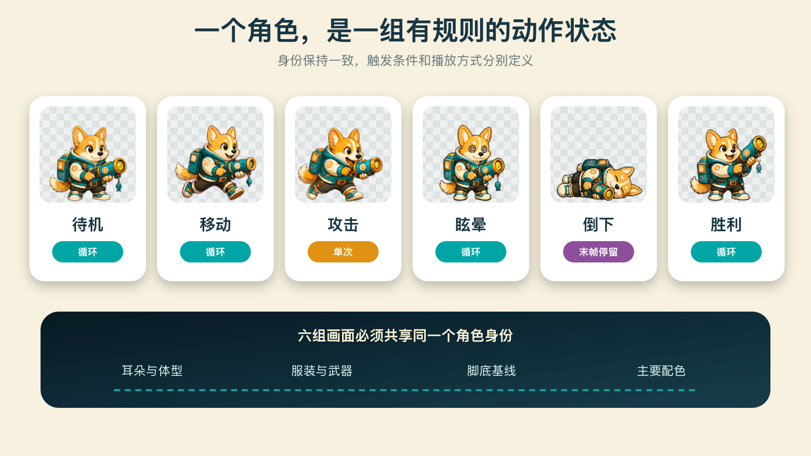 同一个角色需要一组动作状态