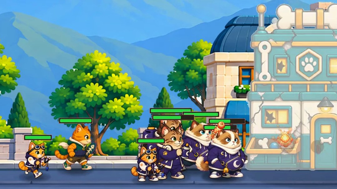 A cat squad marching on the dog base